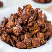 A plate of spiced and roasted almonds.
