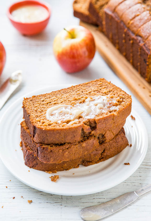 Stacked Applesauce Bread with Cinnamon Honey Butter