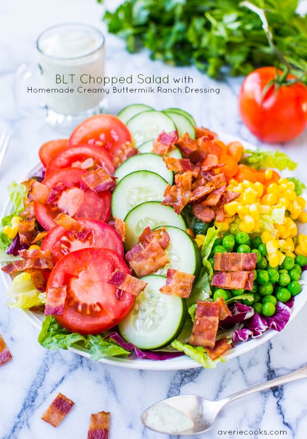 BLT Chopped Salad with Homemade Creamy Buttermilk Ranch Dressing - Fast, fresh, healthy & satisfying! 