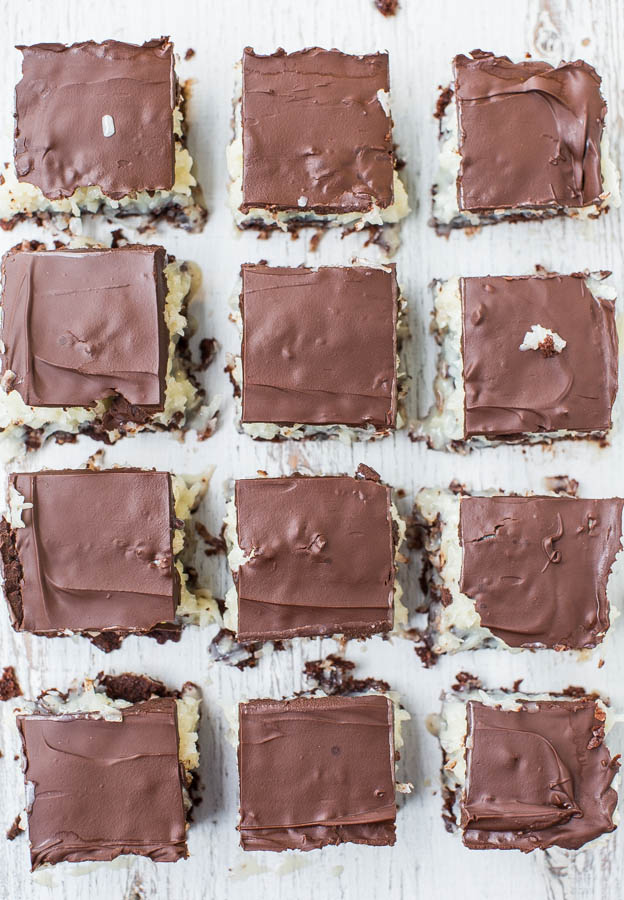 Chocolate Coconut Brownies — Like eating a Mounds candy bar that's on top of rich, fudgy brownies!! Easy and oh so good!!