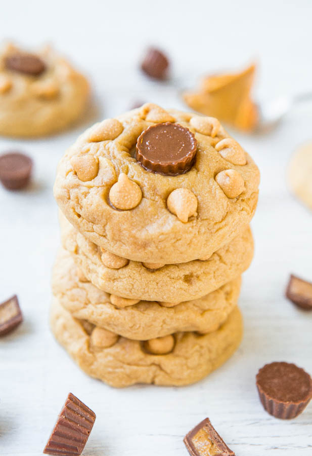 Soft and Chewy Triple Peanut Butter Cookies