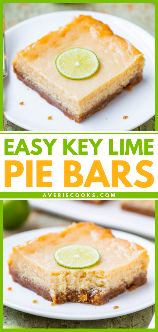 Key Lime Bars — There's plenty of bold lime flavor in these easy bars that are a twist on the classic pie everyone loves! This is the perfect make-ahead dessert for potlucks and parties! 