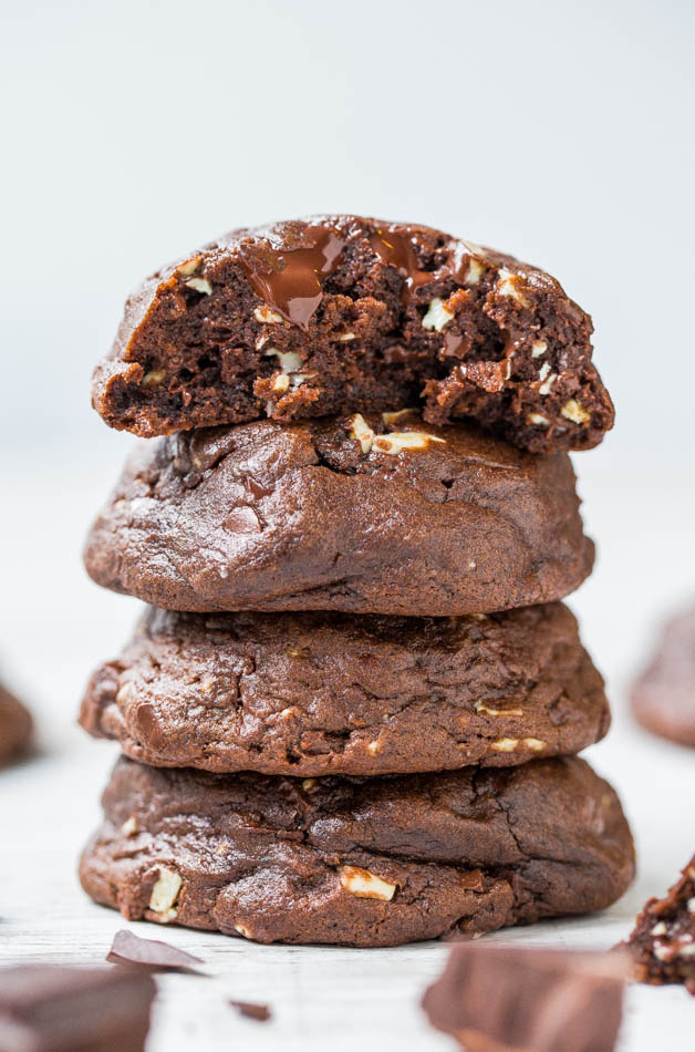 stack of chocolate mint cookies 