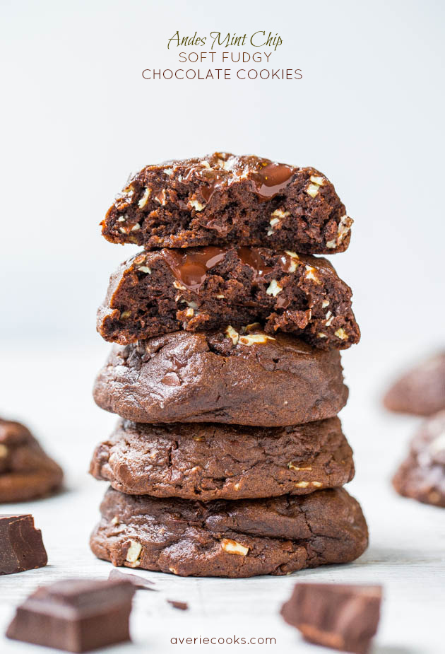 stack of five andes mint cookies