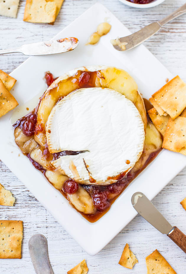 The Best Baked Brie with Balsamic Cherries - Only 3 ingredients & ready in 15 minutes! So easy & it really is the best!