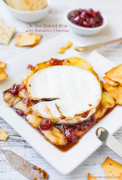 The Best Baked Brie with Balsamic Cherries - Averie Cooks