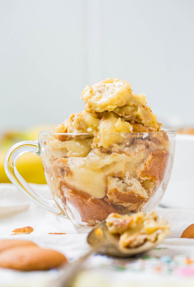 Old-Fashioned Banana Pudding Recipe — This 100% scratch homemade banana pudding recipe is made with vanilla pudding, ripe bananas, and Nilla Wafers. It’s EASY to assemble and SO GOOD!!