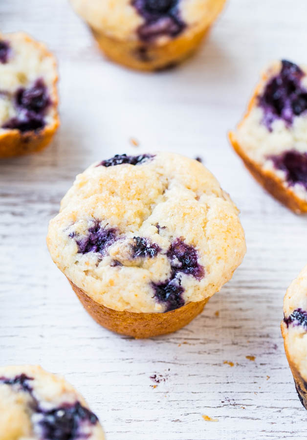 close up of a homemade blueberry muffin