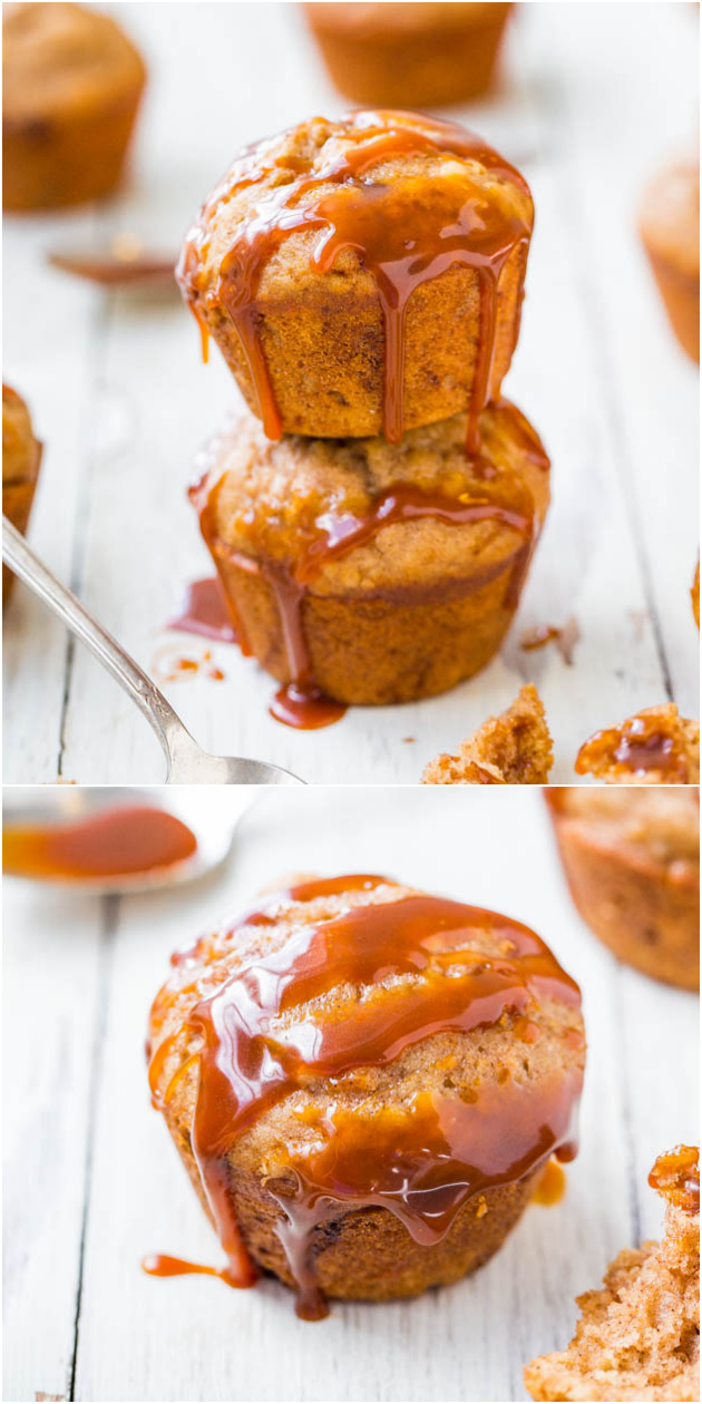 Cinnamon Brown Sugar Muffins — Soft, fluffy muffins that are sweetened with brown sugar and flavored with cinnamon. Drizzle salted caramel sauce on top if you're feeling extra decadent! 