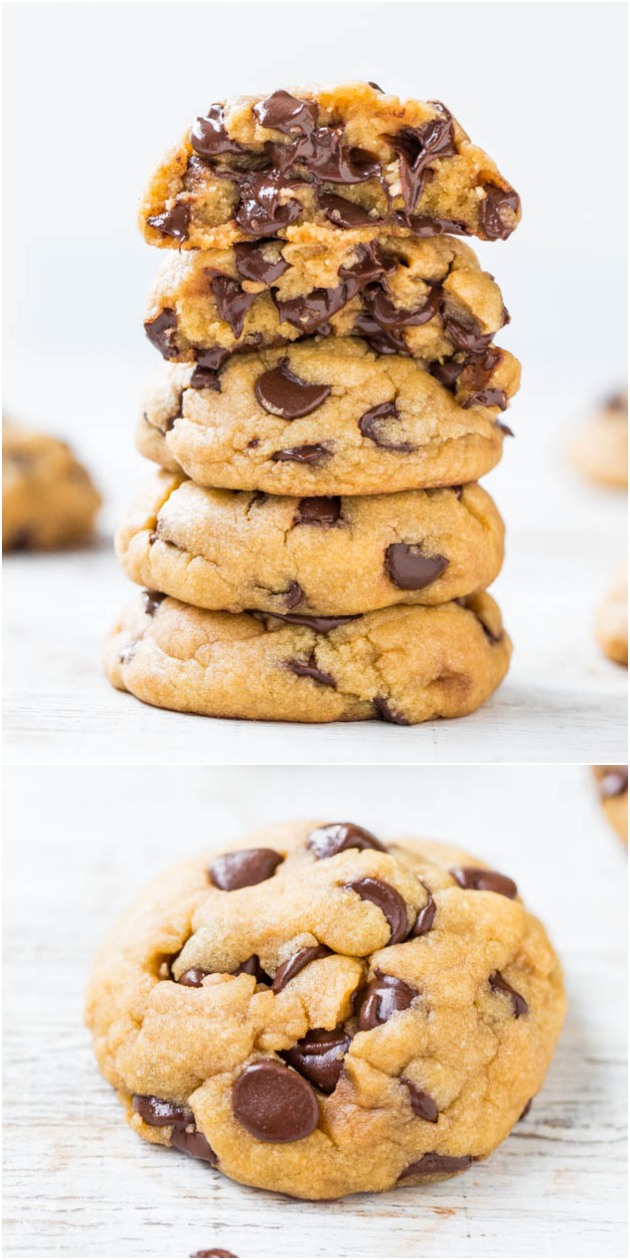 The Best Soft & Chewy Coconut Oil Chocolate Chip Cookies - You'll never miss the butter in these cookies that are so soft & loaded to the max with chocolate!