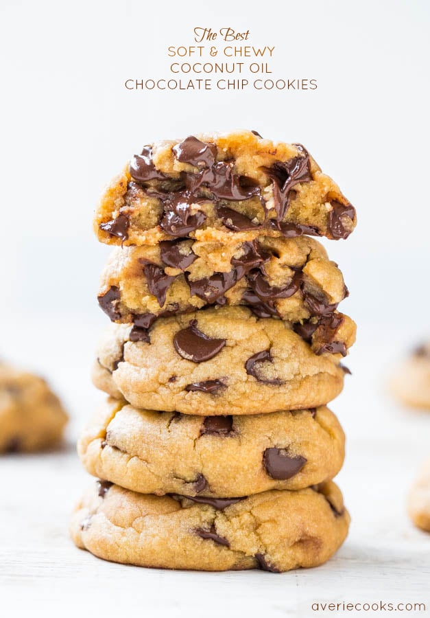 stack of Coconut Oil Chocolate Chip Cookies