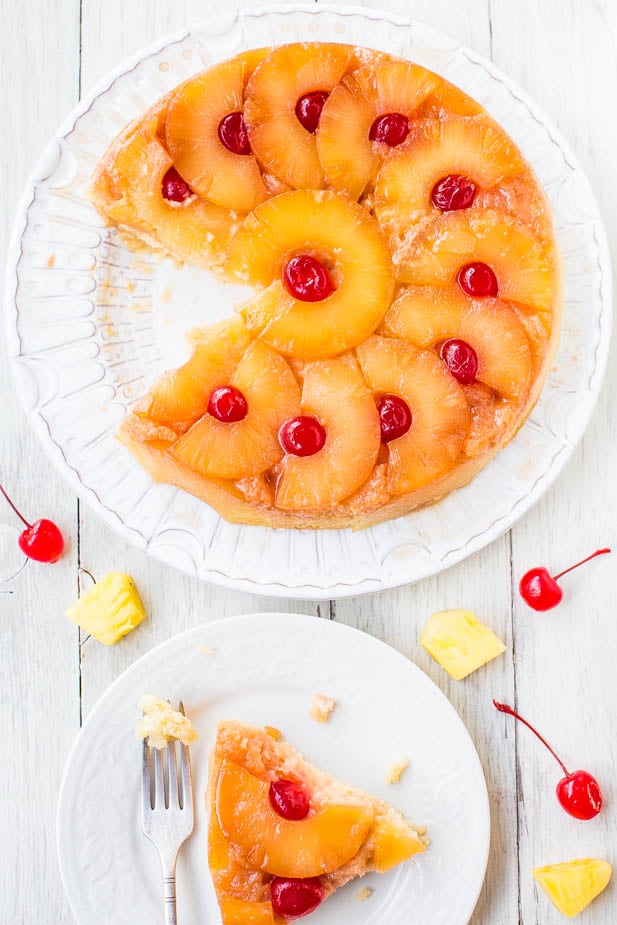 The Best Pineapple Upside-Down Cake - So soft, moist & really is The Best! A cheery, happy cake that's sure to put a smile on anyone's face!