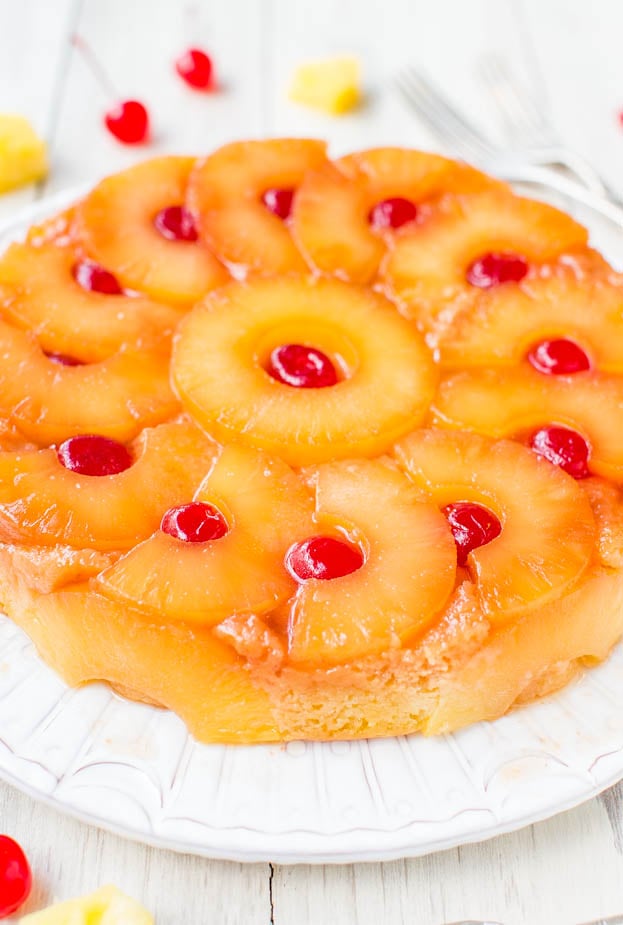 The Best Pineapple Upside-Down Cake — So soft, moist, and really is the best!! A cheery, happy cake that's sure to put a smile on anyone's face! This 100% from-scratch cake is an EASY reader favorite you're going to love!!