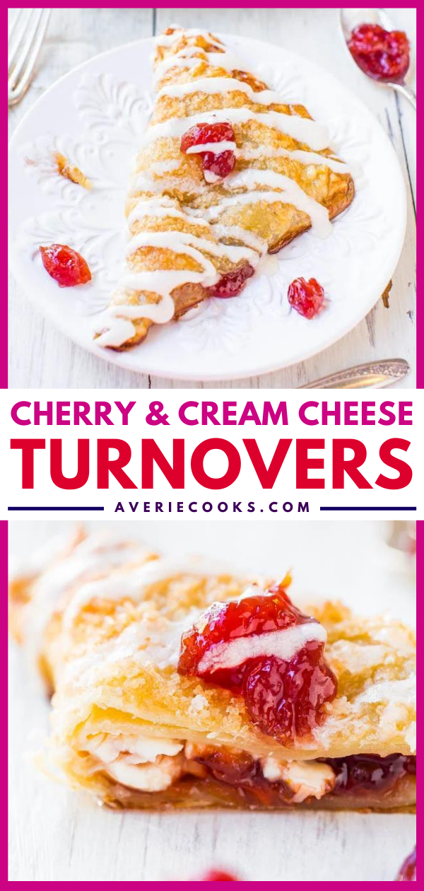 Glazed Puff Pastry Cherry Turnovers — These cherry turnovers are so good that people will think you bought them from a local bakery, but they’re so easy, ready in 20 minutes, and you’ll never need to settle for store-bought turnovers again.