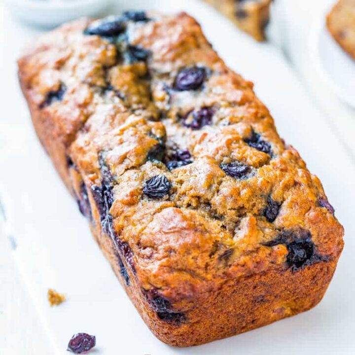 Brown Sugar Blueberry Banana Bread with Blueberry Butter
