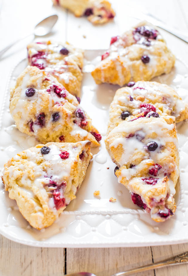 The Best Glazed Mixed Berry Scones - If you've always thought scones were dry, this easy recipe will change your mind forever!