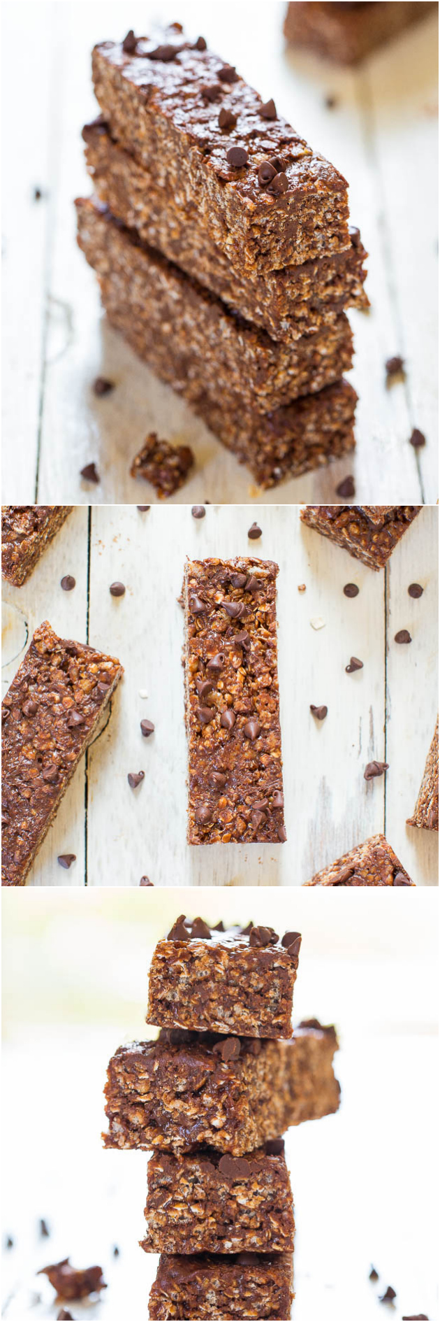 No-Bake Double Chocolate Peanut Butter Granola Bars (vegan, GF) - Make healthy bars that taste like candy bars in 10 minutes!