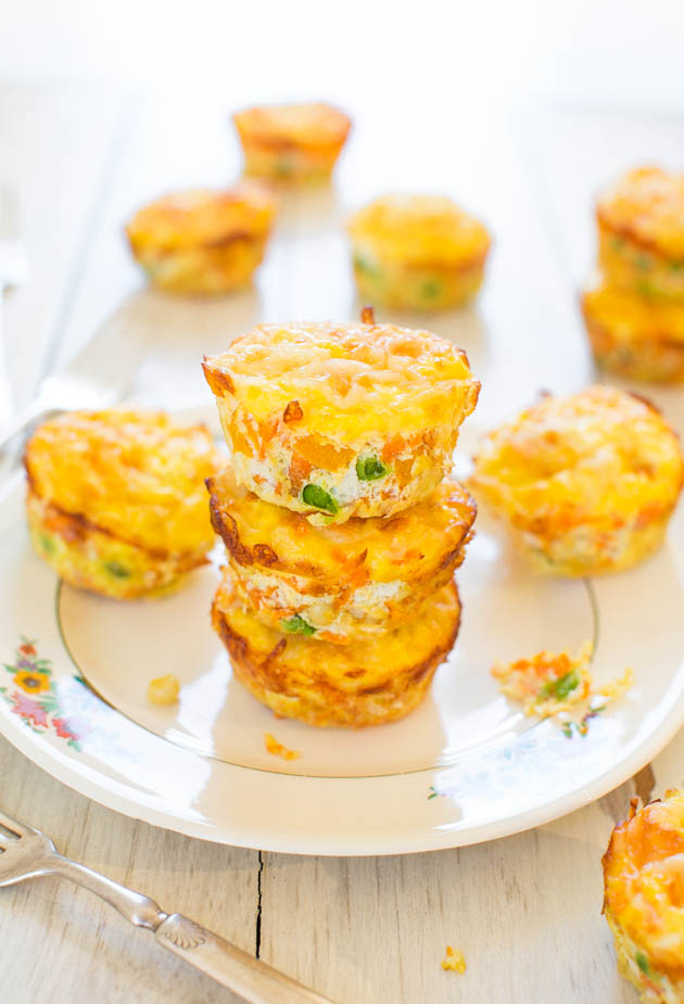 Egg muffins stacked on plate