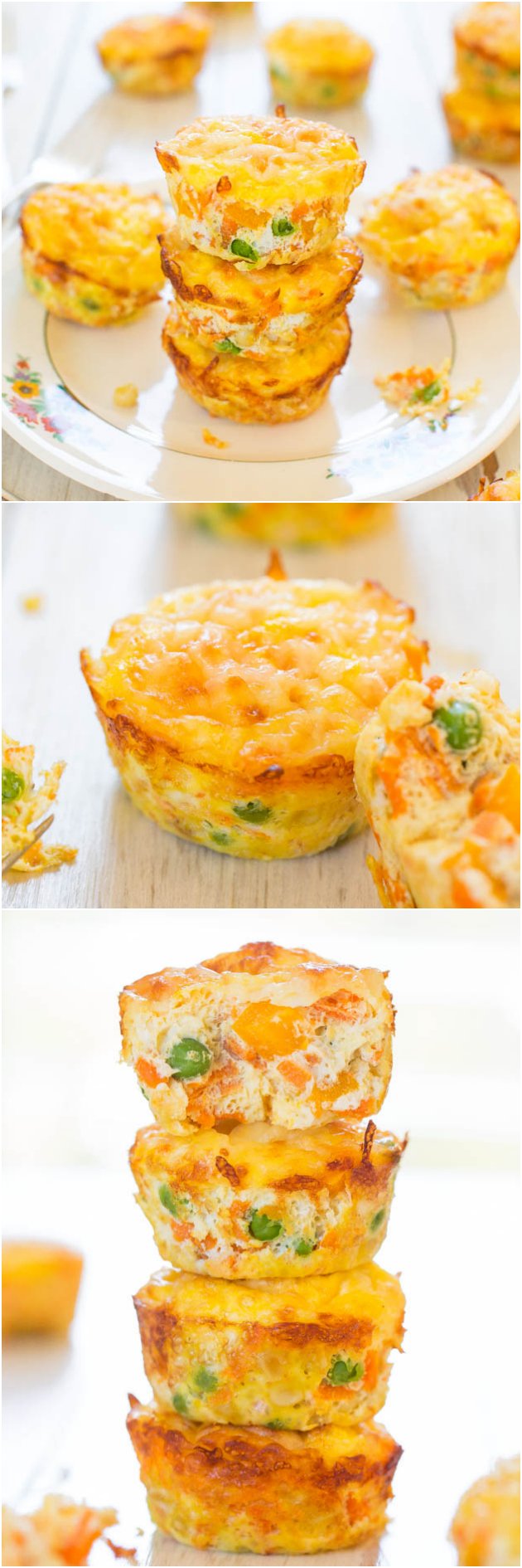 100-Calorie Cheese, Vegetable and Egg Muffins (GF) - Healthy, easy & only 100 calories! You'll want to keep a stash on hand!