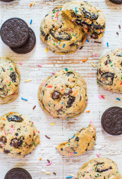 FUNFETTI®-Inspired Oreo and Sprinkles Chocolate Chip Cookies - Averie Cooks