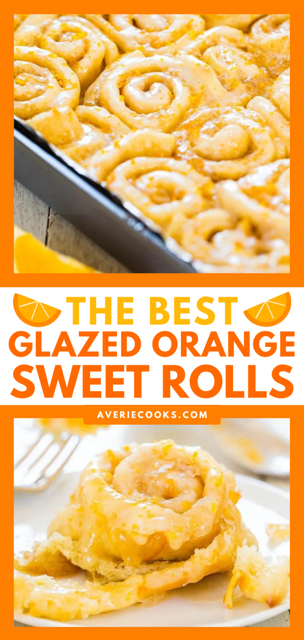 The BEST Glazed Orange Rolls — These homemade orange rolls are filled with a buttery orange filling and are topped with a simple orange glaze. They can be prepped the night before, if needed. 