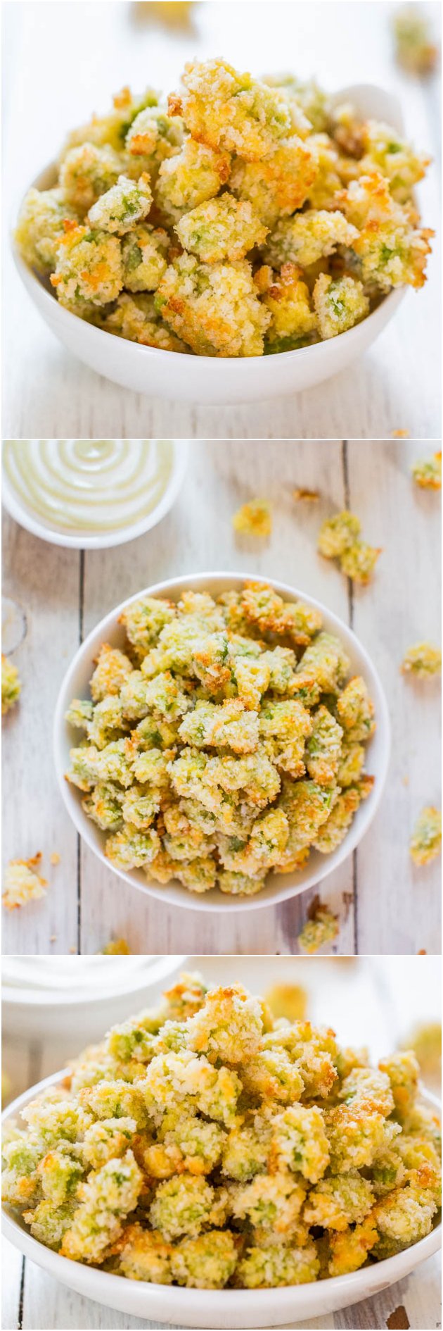 Baked Parmesan Edamame Bites with Creamy Wasabi Dip -The ultimate in mini comfort food! You'll want to inhale the whole batch!