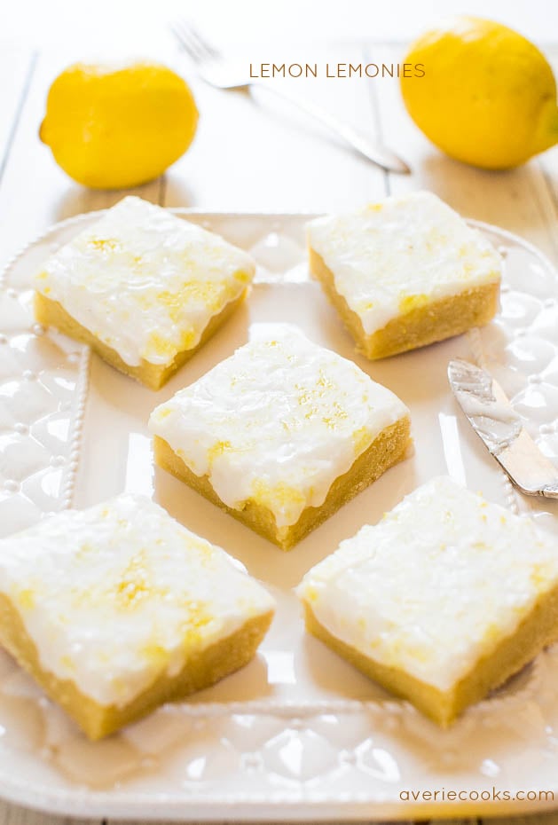  Lemon Lemonies - Like brownies, but made with lemon and white chocolate! Dense, chewy, not cakey and packed with big, bold lemon flavor!