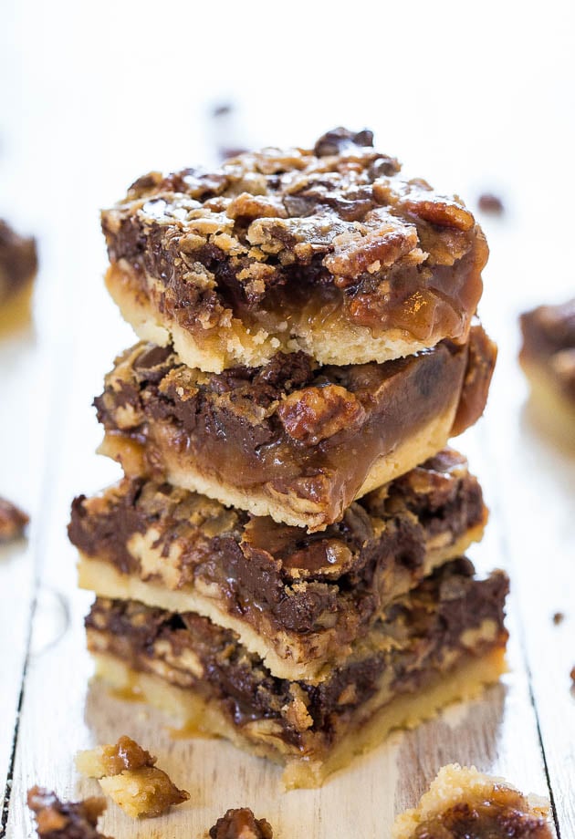 stack of four Chocolate Pecan Bars