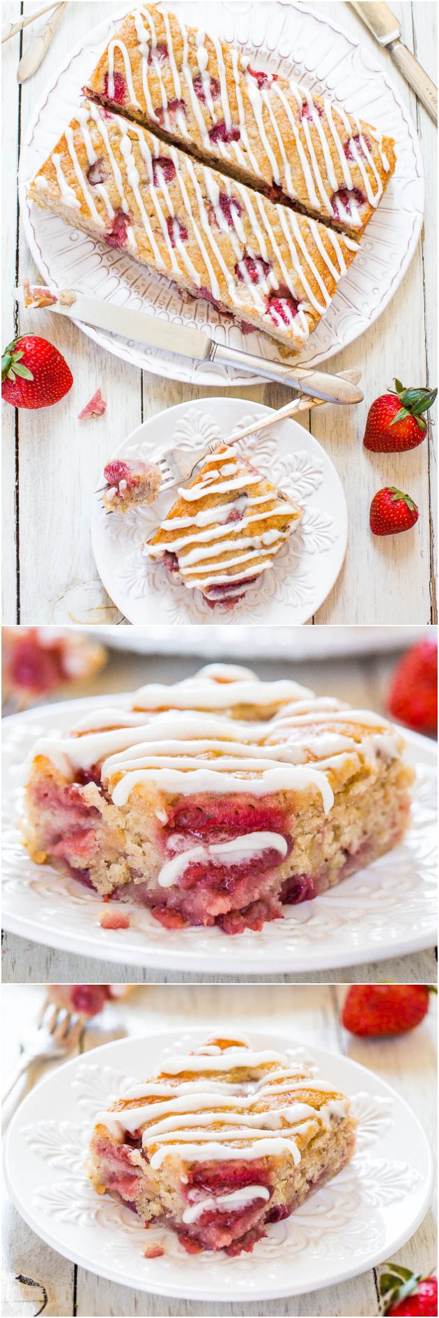 Soft & Fluffy Strawberry Banana Cake — This cake is so soft, moist, fluffy! It's packed with creamy bananas and sweet strawberries. It’s such a rich, flavorful cake! 