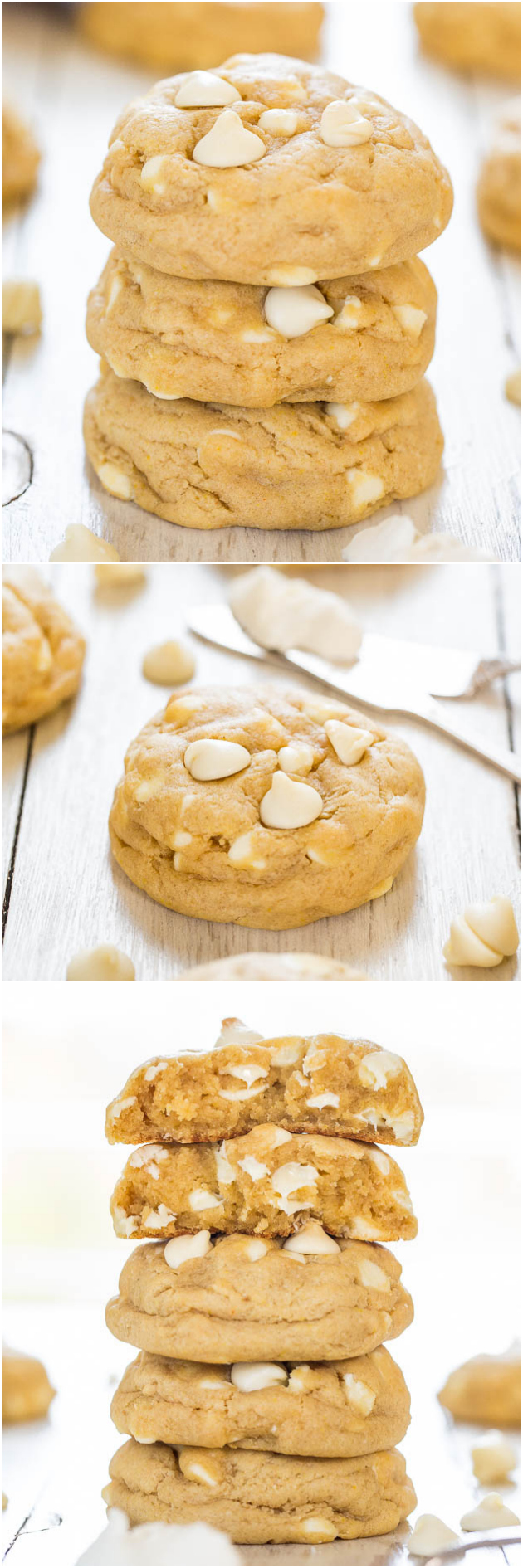 Soft and Chewy White Chocolate Cream Cheese Cookies - Move over butter, cream cheese makes these cookies thick and super soft!