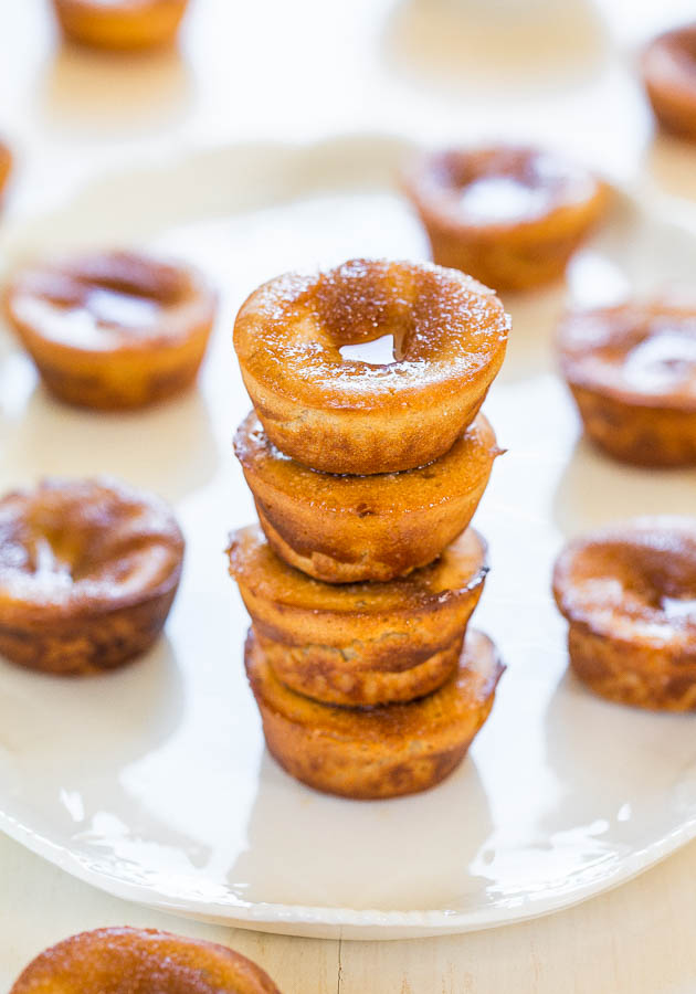 Mini Cinnamon Sugar Popovers - They taste like mini donuts and the blender batter is the easiest ever! No popover pan required!