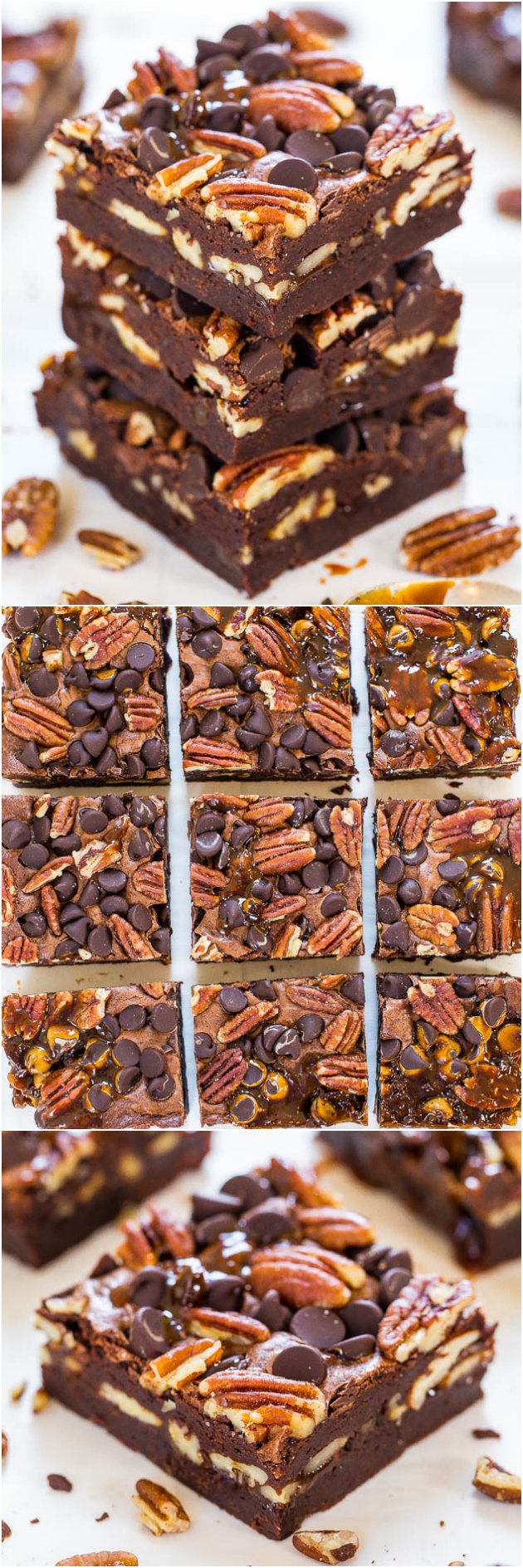 The Best Turtle Brownies - Super fudgy and loaded with chocolate, pecans and caramel! So.crazy.good!!!