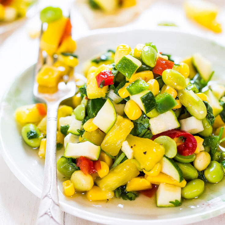 Sweet and Sour Zucchini Corn Salad (vegan, GF)