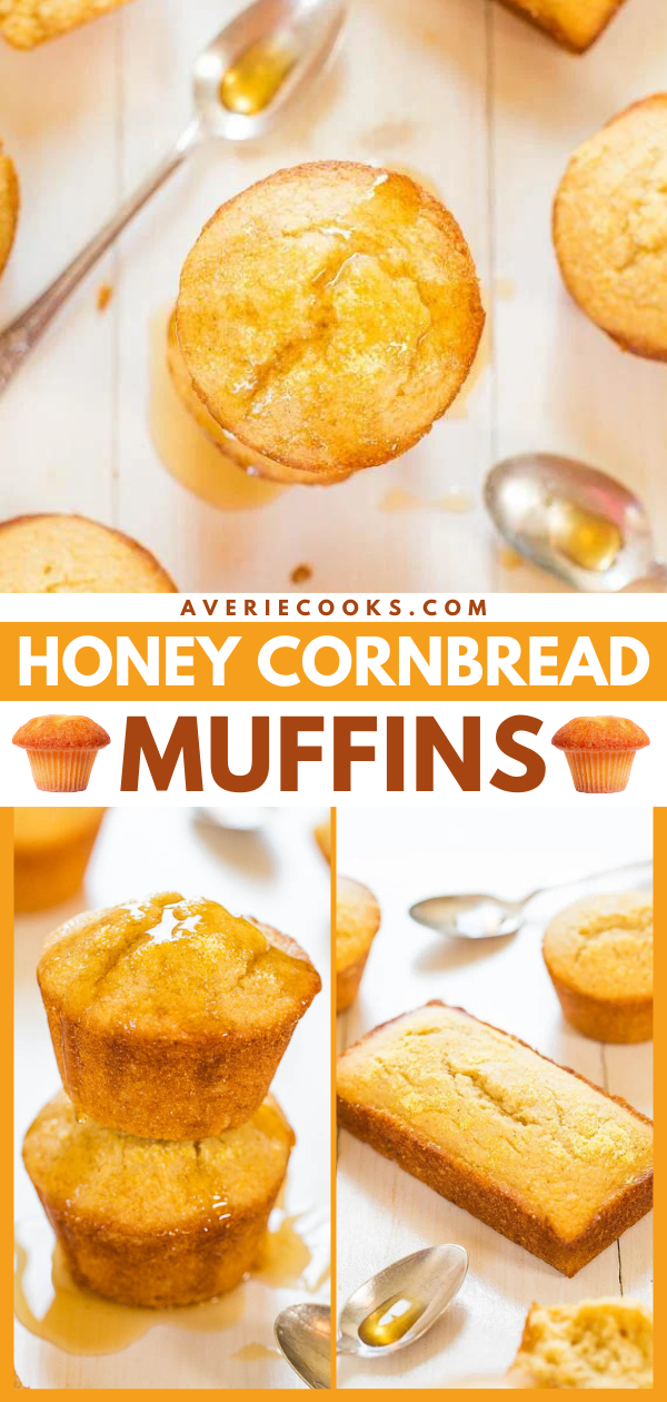 Honey Cornbread Muffins — Between the sour cream, coconut oil, and butter in the batter, it's impossible to wind up with dry honey cornbread muffins! Serve these at Thanksgiving, or alongside your favorite soups, chilis, and stews. 
