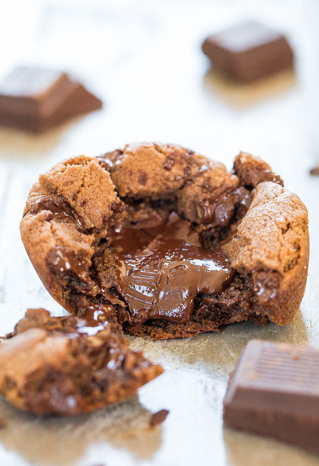 Chocolate Lava Nutella Cookies - Triple chocolate cookies with flowing, melted dark chocolate in the middle! Out of this world good!