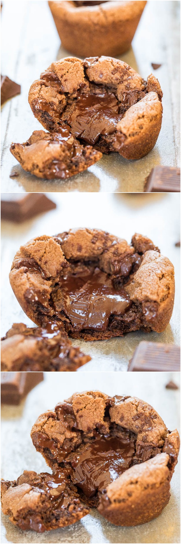 Chocolate Lava Nutella Cookies - Triple chocolate cookies with flowing, melted dark chocolate in the middle! Out of this world good!