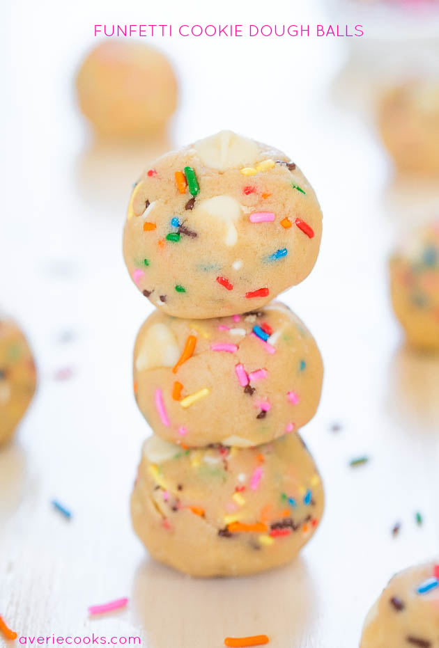 Funfetti Cookie Dough Balls - For those of us who love raw dough almost more than baked cookies, this is safe-to-eat and so darn good!