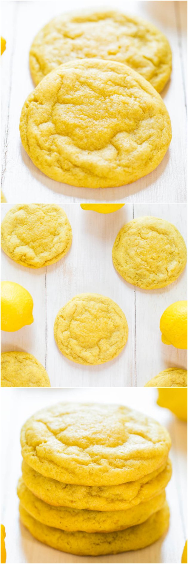 Soft and Chewy Lemon Cookies - Packed with big, bold lemon flavor for all you lemon lovers! They're soft, chewy and not at all cakey!!