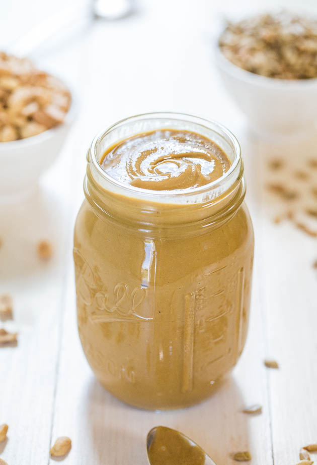 Sunflower Seed Peanut Butter - Creamy, velvety smooth and irresistible! You'll want to dip your spoon into the jar until it's gone! 