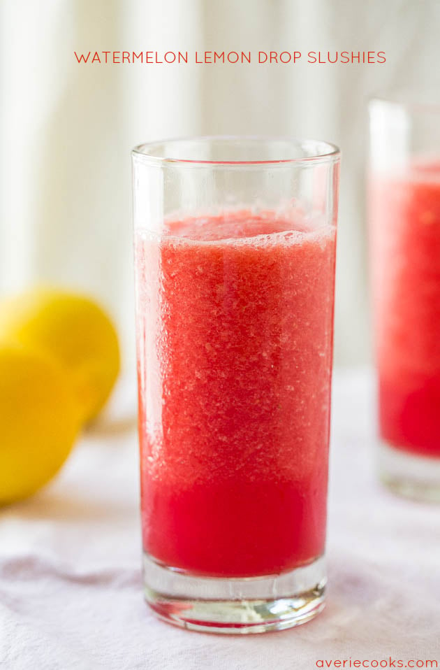 Watermelon Lemon Drop Slushie in a glass