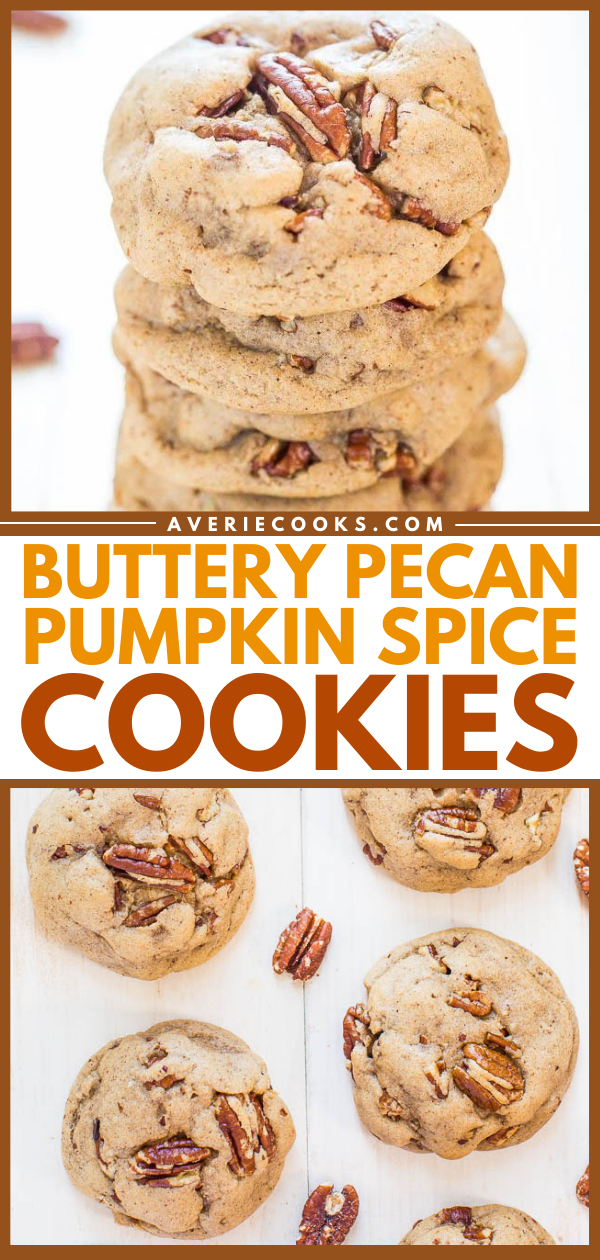 Soft Butter Pecan Cookies — Buttery soft dough with big chunky pecans in every bite! Salty-and-sweet and so hard to resist!!