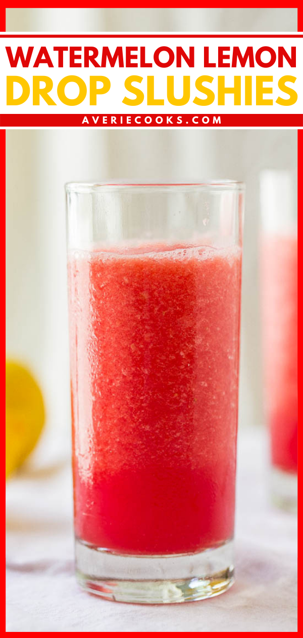 Watermelon Lemon Drop Slushies - Wondering what to do with all the watermelon you have? Make easy, cool, refreshing slushies!!