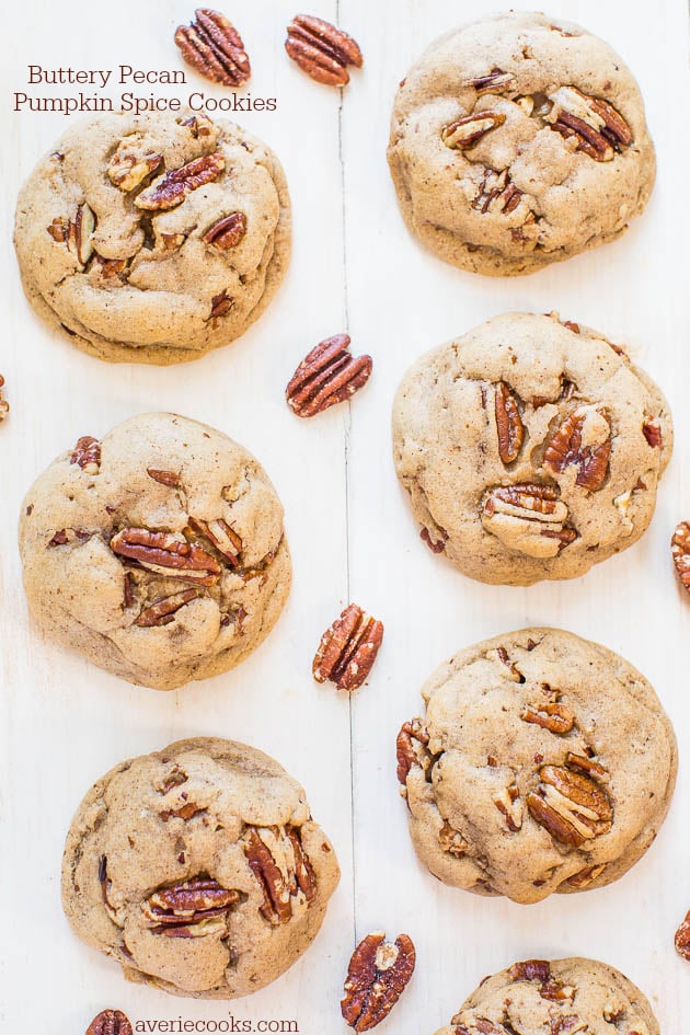 Buttery Pecan Pumpkin Spice Cookies - Buttery soft dough with big chunky pecans in every bite! Salty-and-sweet and so hard to resist!! 