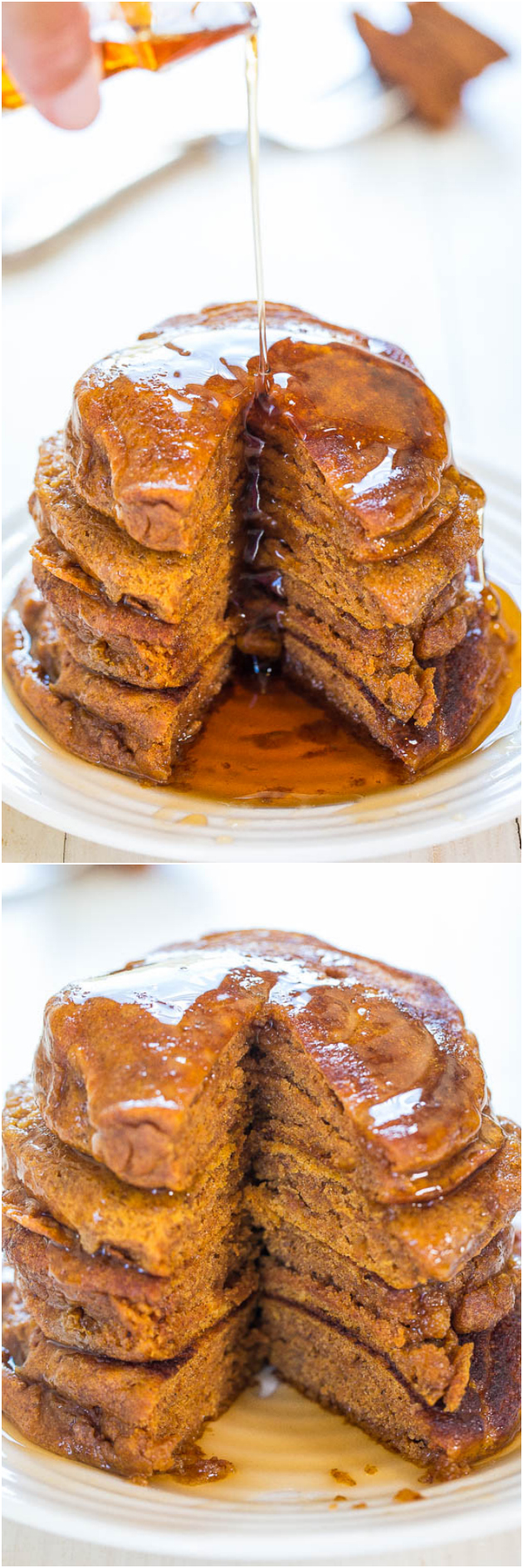 Pumpkin Pancakes - Soft, fluffy, and packed with big pumpkin flavor! Perfect comfort food for chilly mornings when a smoothie just won't do!