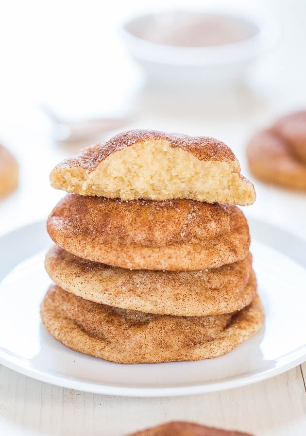 stack four of the best Snickerdoodles on white plate