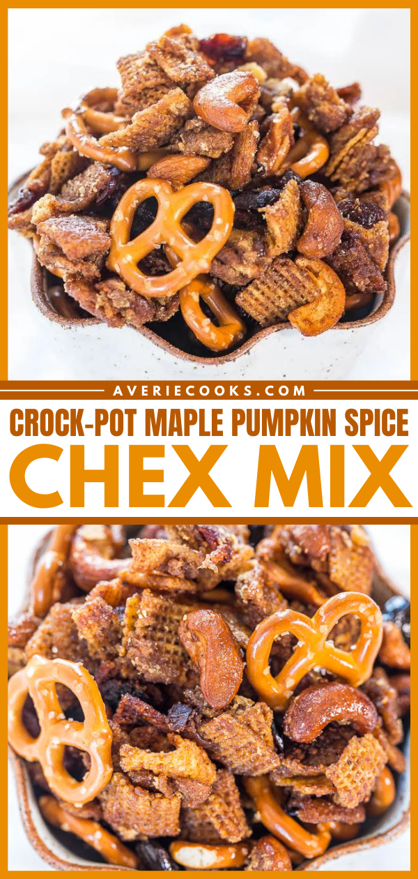 Pumpkin Spice Crock-Pot Chex Mix — This Crock-Pot Chex Mix is LOADED with pumpkin spice flavor! It's so easy to make and can easily be adapted to suit the ingredients you have on hand.