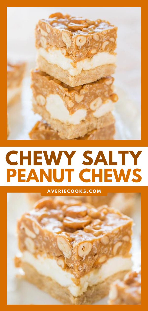 Salted Peanut Chews - Salty-and-sweet with a little bit of crunchy and lots of chewy-and-gooey!! So easy and a crowd favorite!! Mmm!