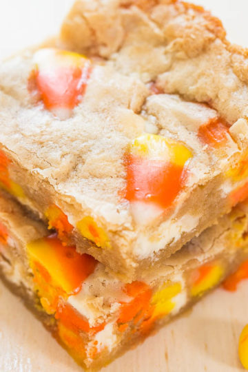 Candy Corn and White Chocolate Blondies