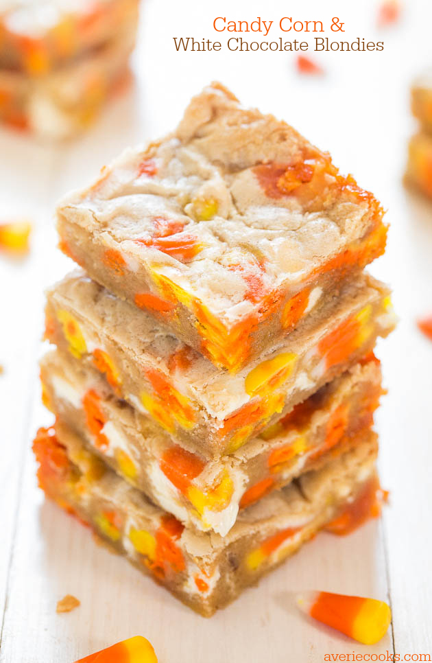 Candy Corn and White Chocolate Blondies