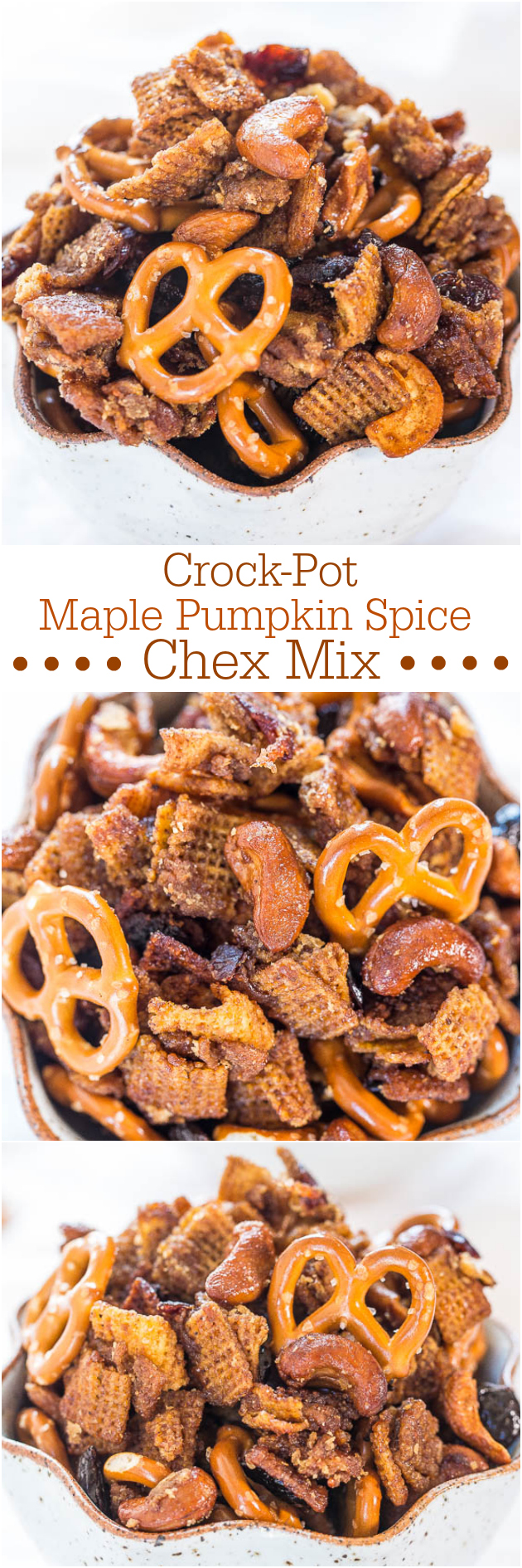 Crock-Pot Maple Pumpkin Spice Chex Mix - Loaded with fall flavors and made in a Crock-Pot! Wayyy too easy and totally irresistible!!!